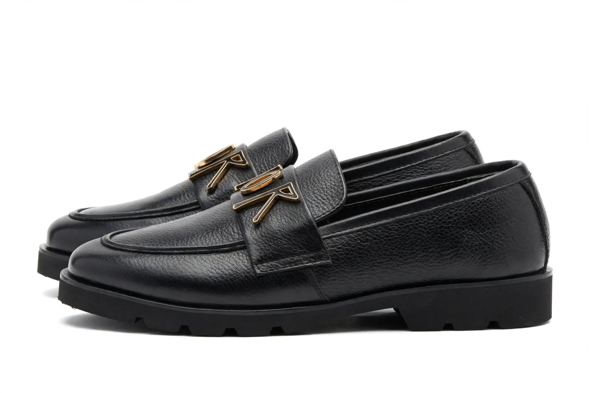 Dior Men's Black Leather Loafers with Gold Logo Detail - Classic Slip-On Formal Shoes