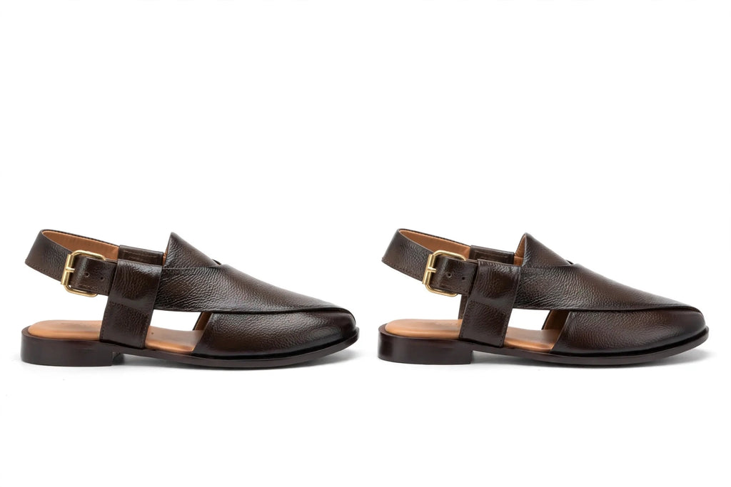Men's Premium Brown Mild Leather Peshawari Chappal
