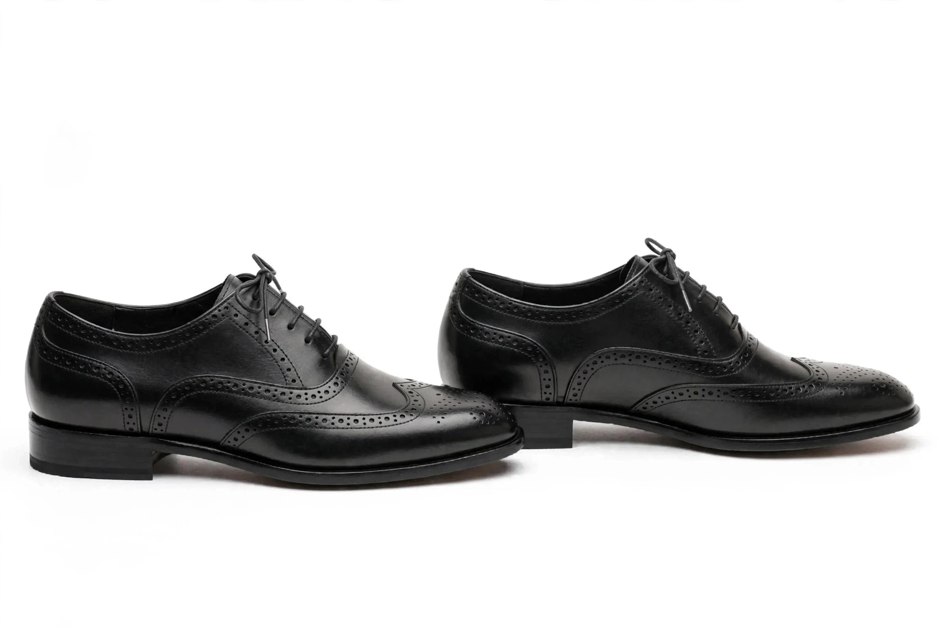 Men's Black Wingtip Brogue Oxford - Handcrafted Formal Dress Shoes