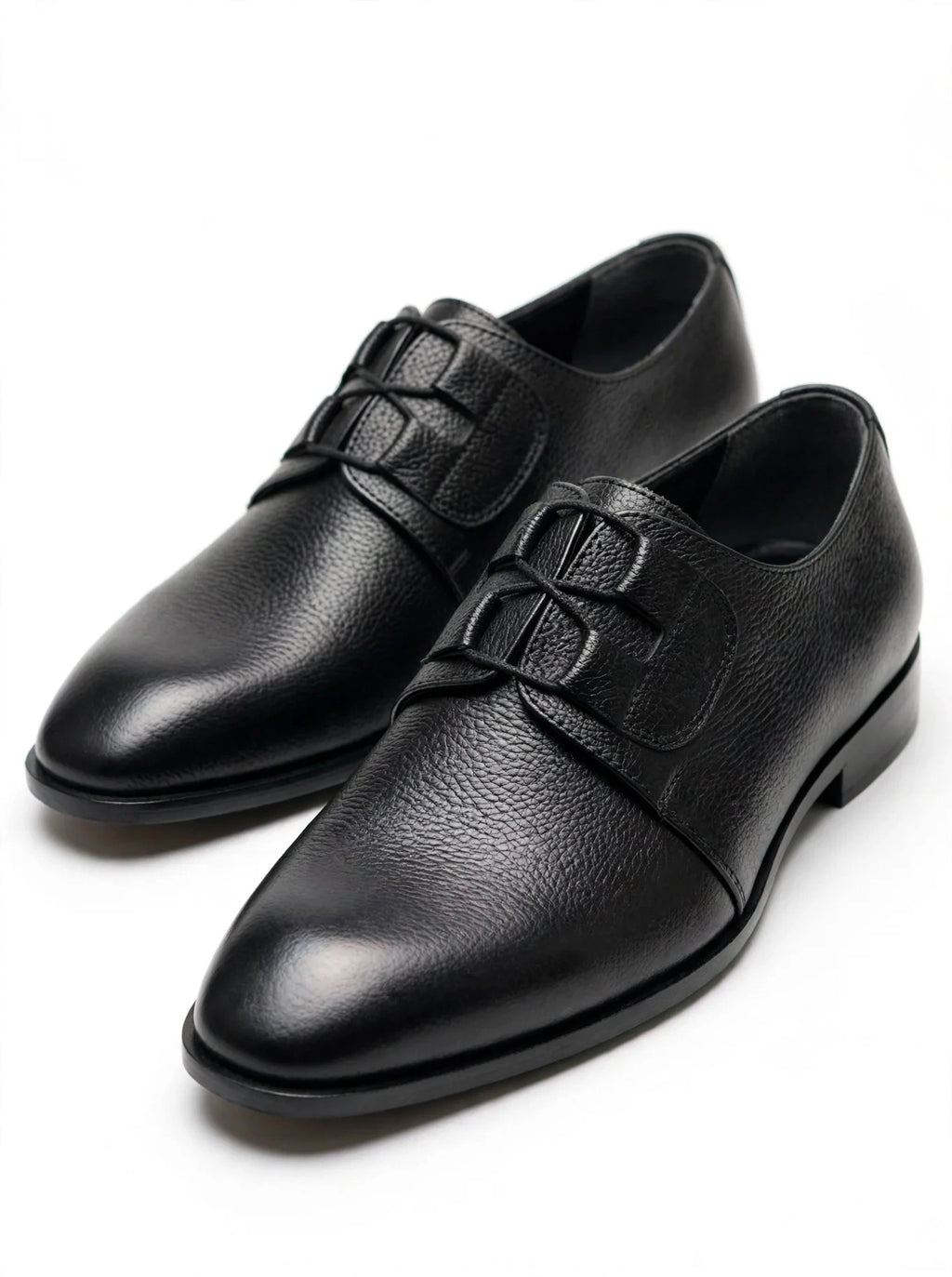 Men's Classic Black Mild  Leather Derby Formal Shoes - Lace-Up Office & Business Wear