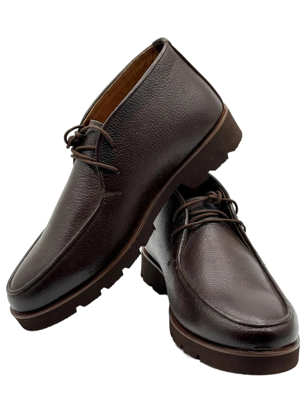Men's Classic Chukka Boots - Premium Mild Leather | Moc-Toe 2-Eyelet Desert Boots | Casual Formal Ankle Boots for Men - Dark Brown