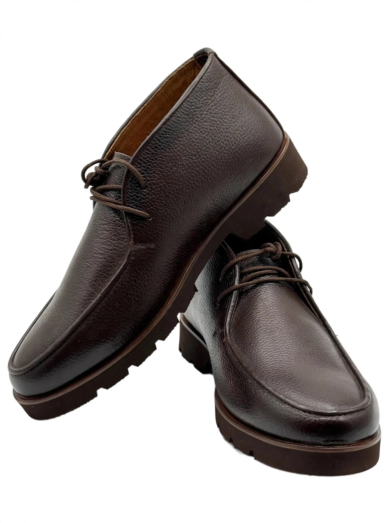 Men's Classic Chukka Boots - Premium Mild Leather | Moc-Toe 2-Eyelet Desert Boots | Casual Formal Ankle Boots for Men - Dark Brown