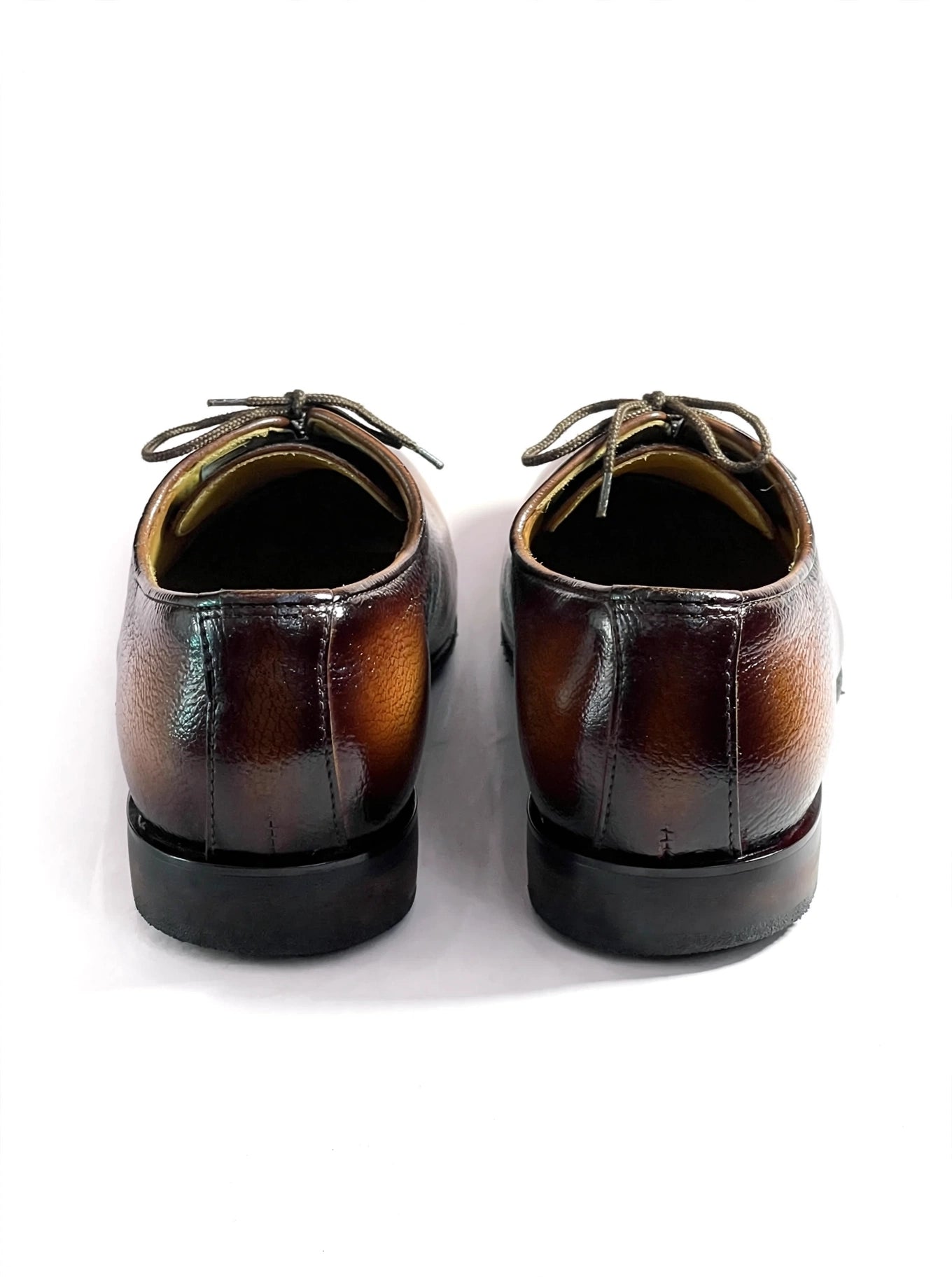 Hand-Burnished Brown Leather Oxford Dress Shoes with Textured Sole