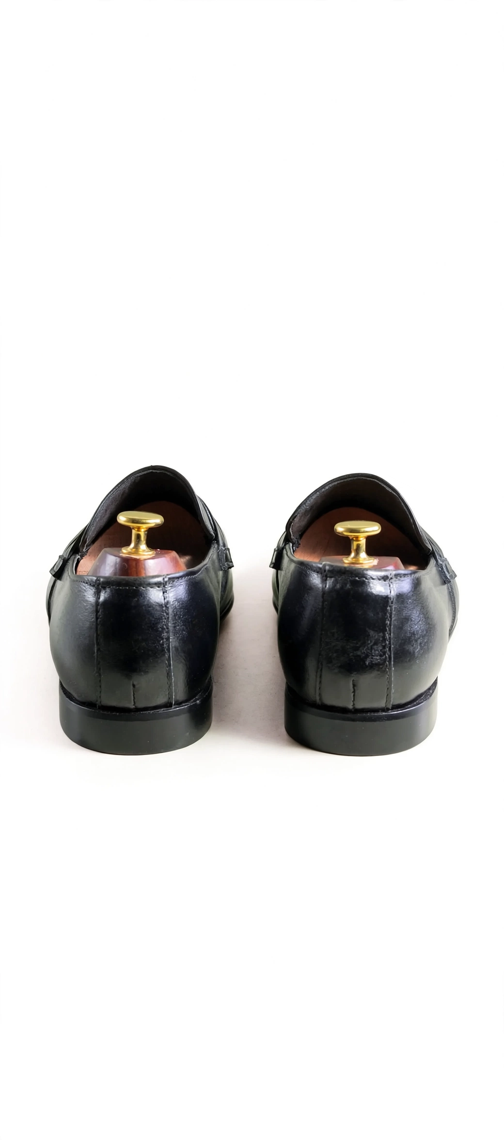 Aelito Men's Black Leather Penny Loafers - Slip-On Dress Shoes