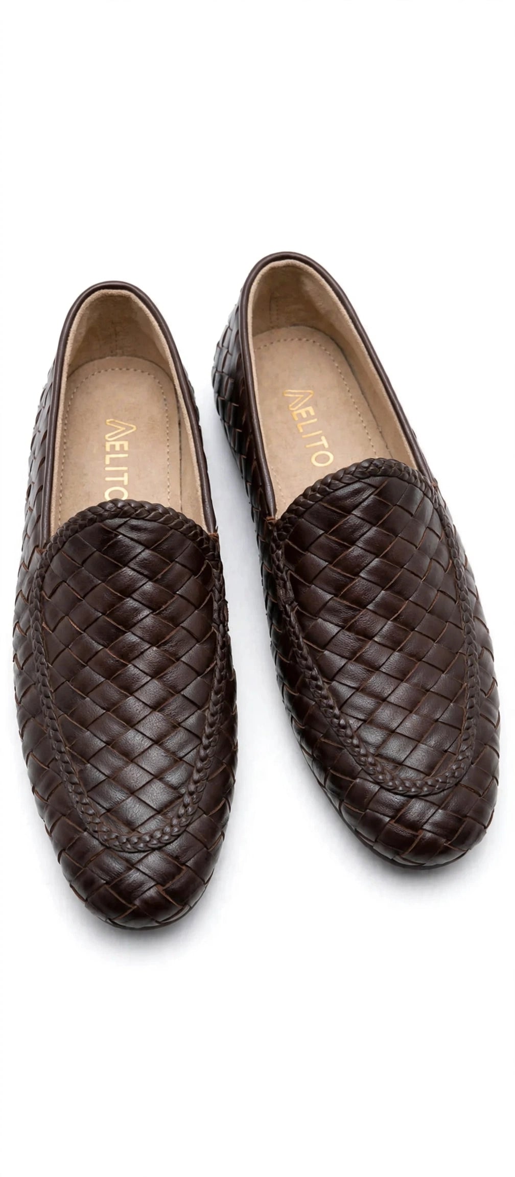 Men's Dark Brown Woven Loafer - Hand-Braided Intrecciato Slip-On