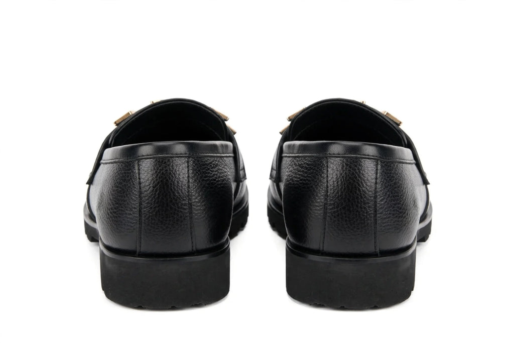 Dior Men's Black Leather Loafers with Gold Logo Detail - Classic Slip-On Formal Shoes
