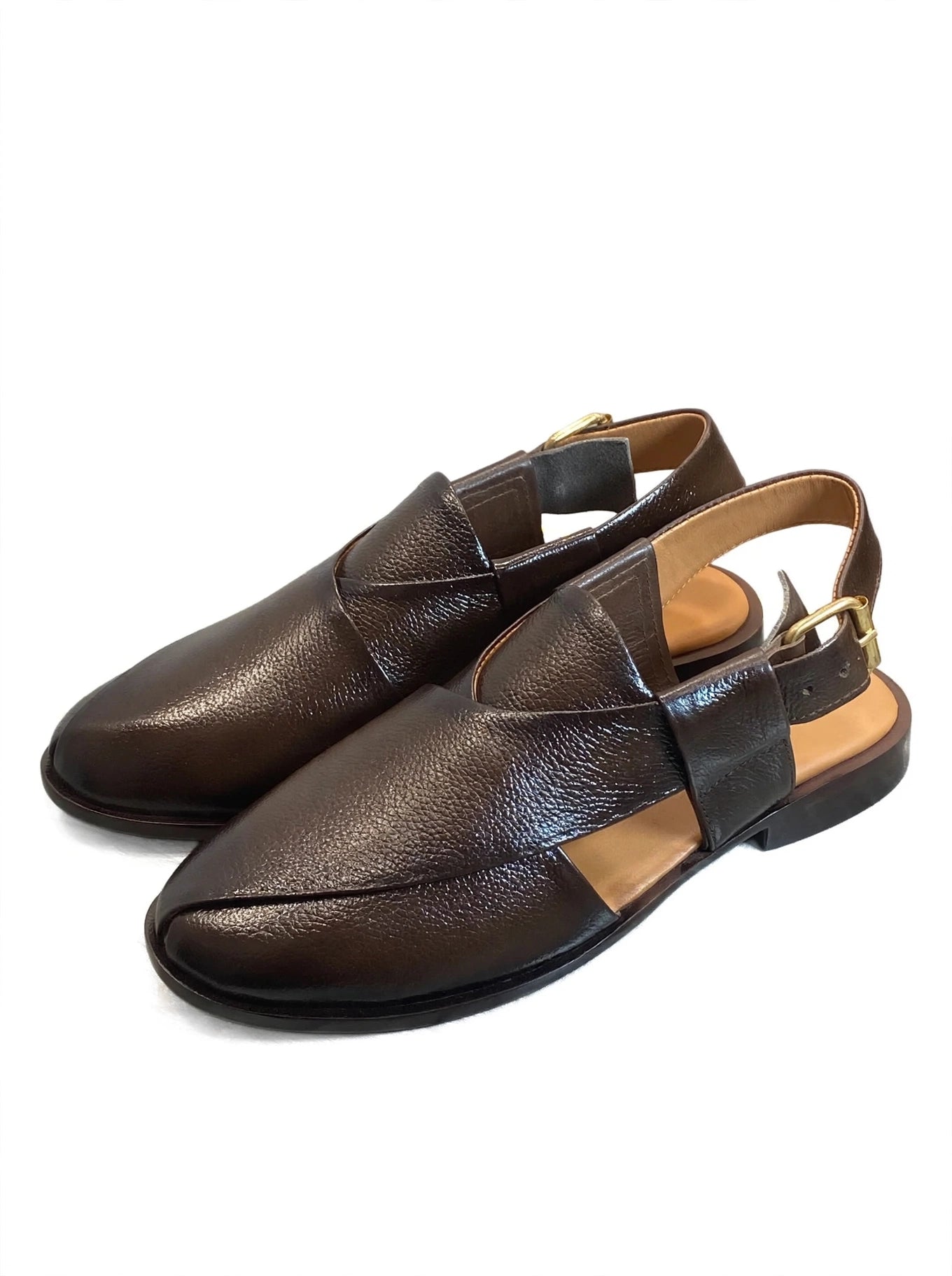 Men's Premium Brown Mild Leather Peshawari Chappal