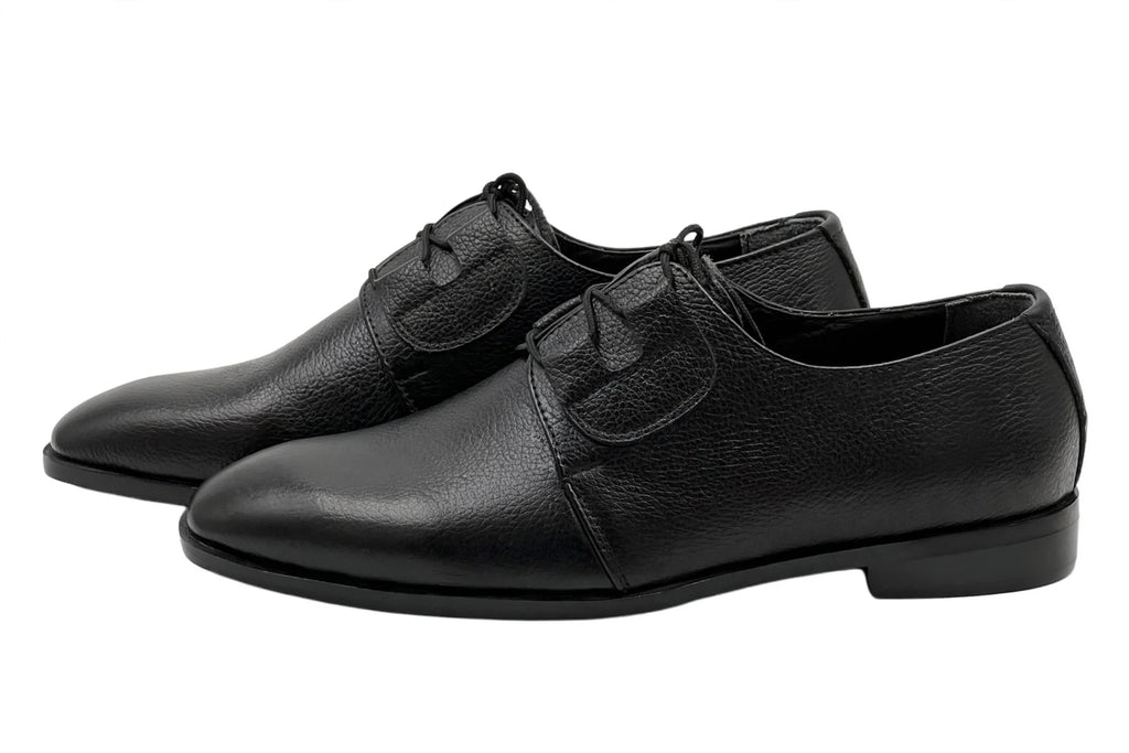 Men's Classic Black Mild  Leather Derby Formal Shoes - Lace-Up Office & Business Wear
