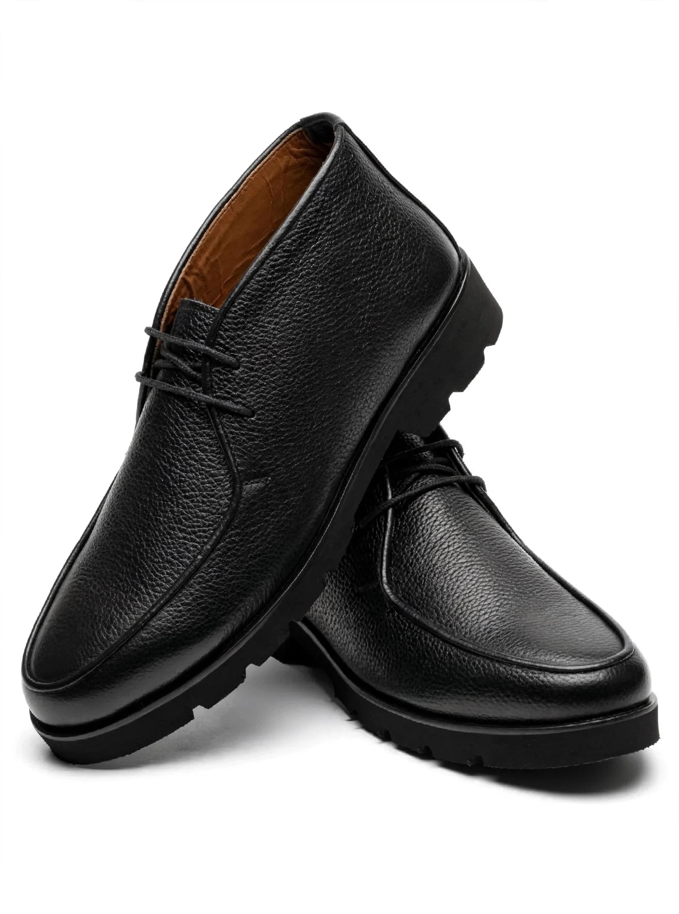 Men's Black Chukka Boots - Premium Mild Leather | Moc-Toe Desert Boots | Classic 2-Eyelet Ankle Boots for Men - Jet Black