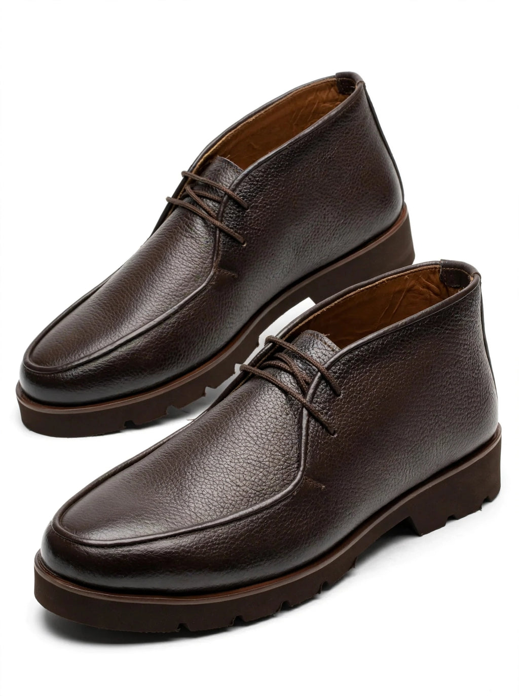 Men's Classic Chukka Boots - Premium Mild Leather | Moc-Toe 2-Eyelet Desert Boots | Casual Formal Ankle Boots for Men - Dark Brown