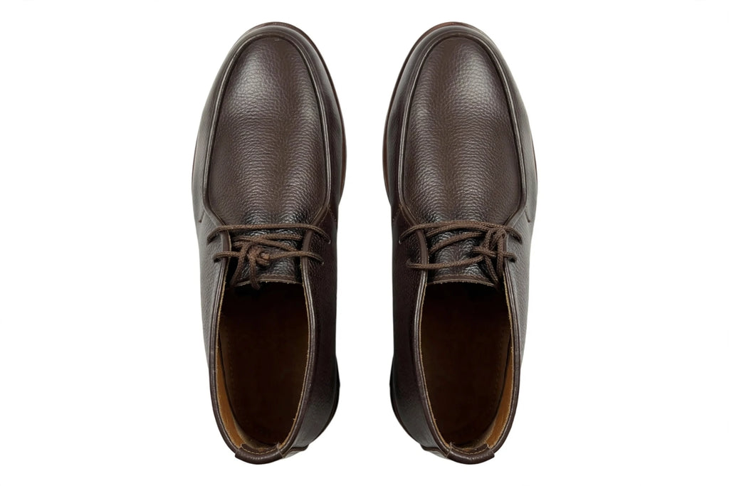 Men's Classic Chukka Boots - Premium Mild Leather | Moc-Toe 2-Eyelet Desert Boots | Casual Formal Ankle Boots for Men - Dark Brown