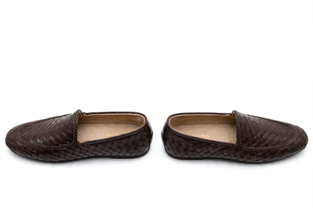 Men's Dark Brown Woven Loafer - Hand-Braided Intrecciato Slip-On