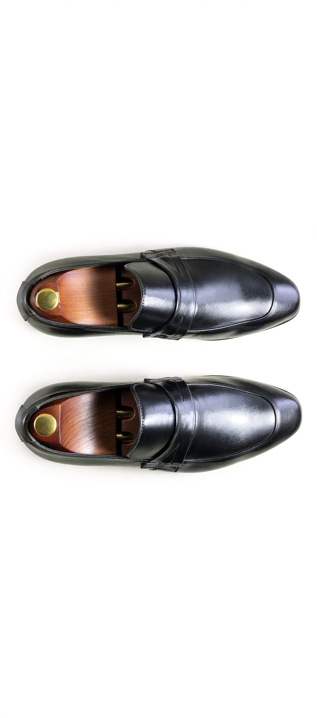 Aelito Men's Black Leather Penny Loafers - Slip-On Dress Shoes