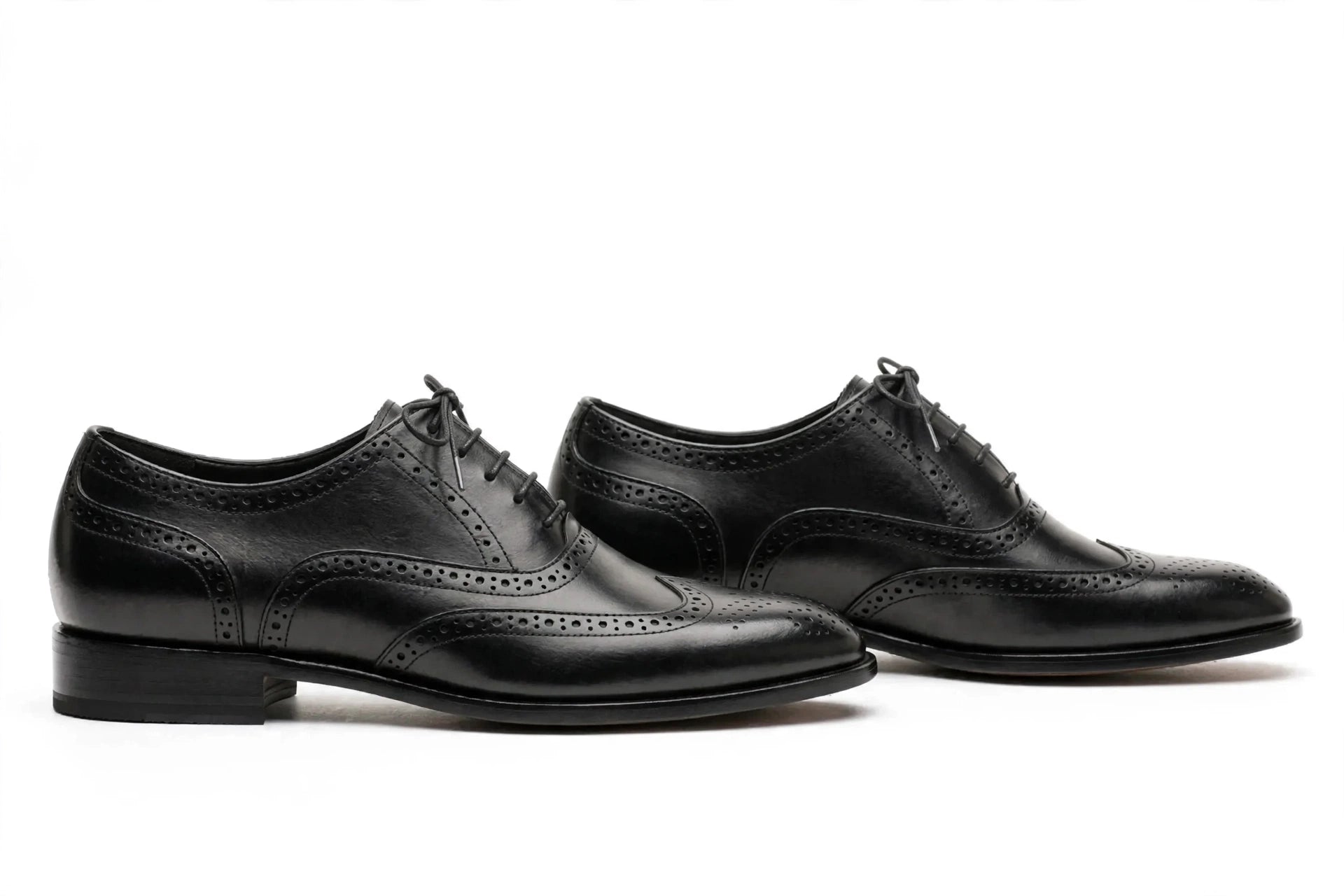 Men's Black Wingtip Brogue Oxford - Handcrafted Formal Dress Shoes