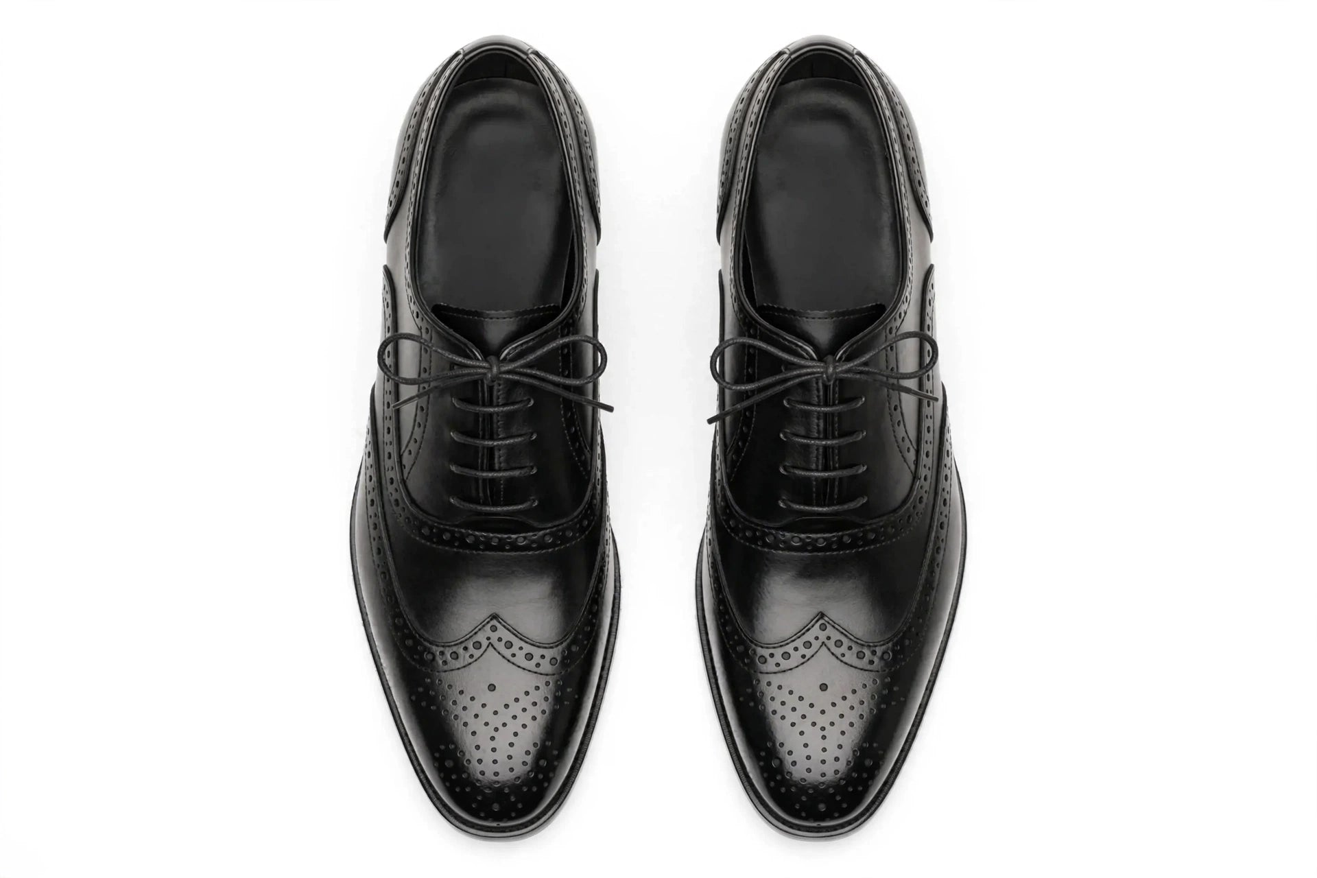 Men's Black Wingtip Brogue Oxford - Handcrafted Formal Dress Shoes