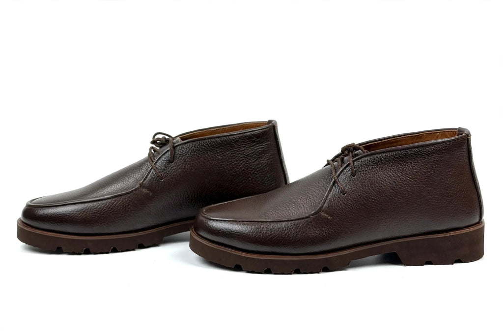 Men's Classic Chukka Boots - Premium Mild Leather | Moc-Toe 2-Eyelet Desert Boots | Casual Formal Ankle Boots for Men - Dark Brown