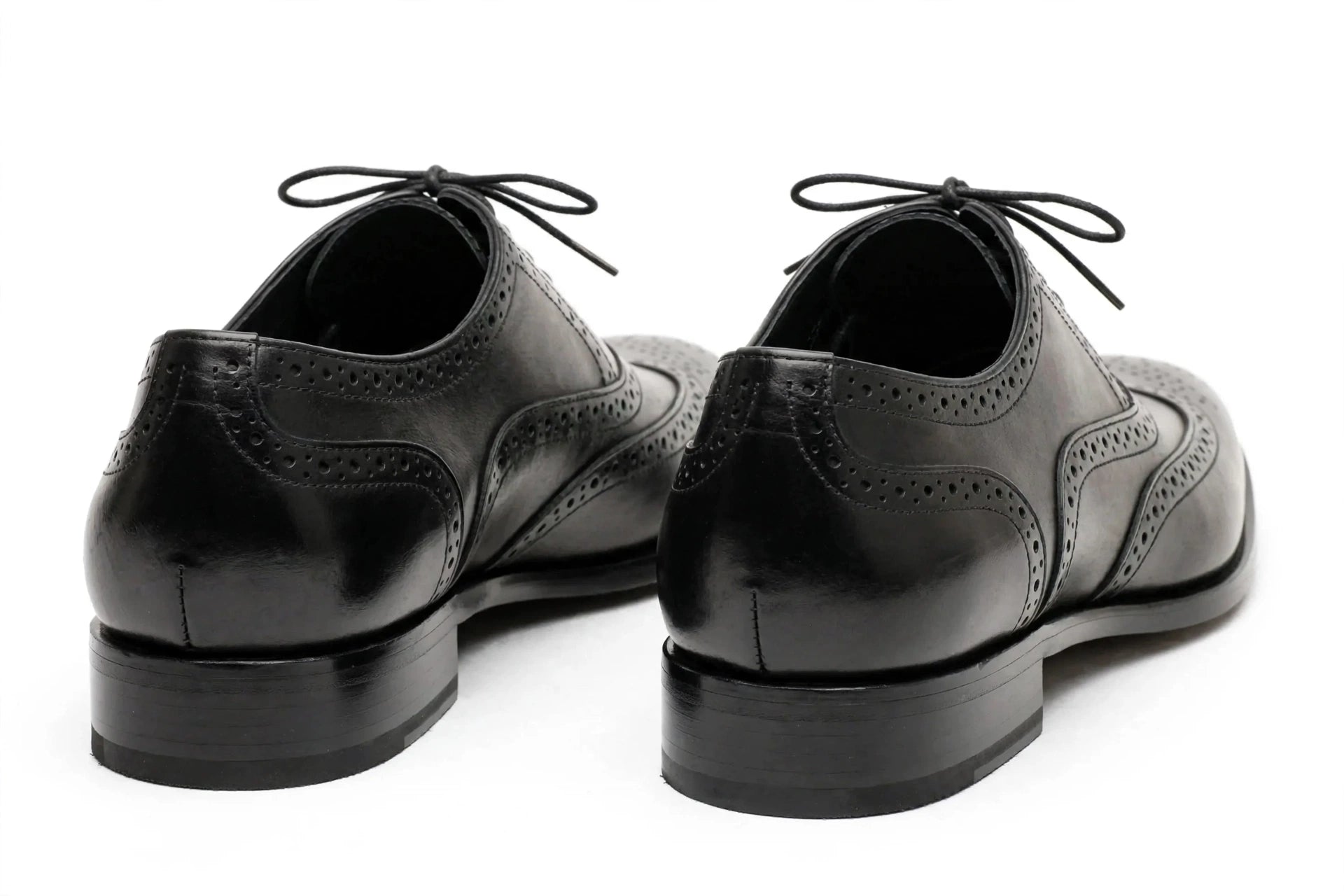 Men's Black Wingtip Brogue Oxford - Handcrafted Formal Dress Shoes