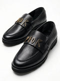 Dior Men's Black Leather Loafers with Gold Logo Detail - Classic Slip-On Formal Shoes