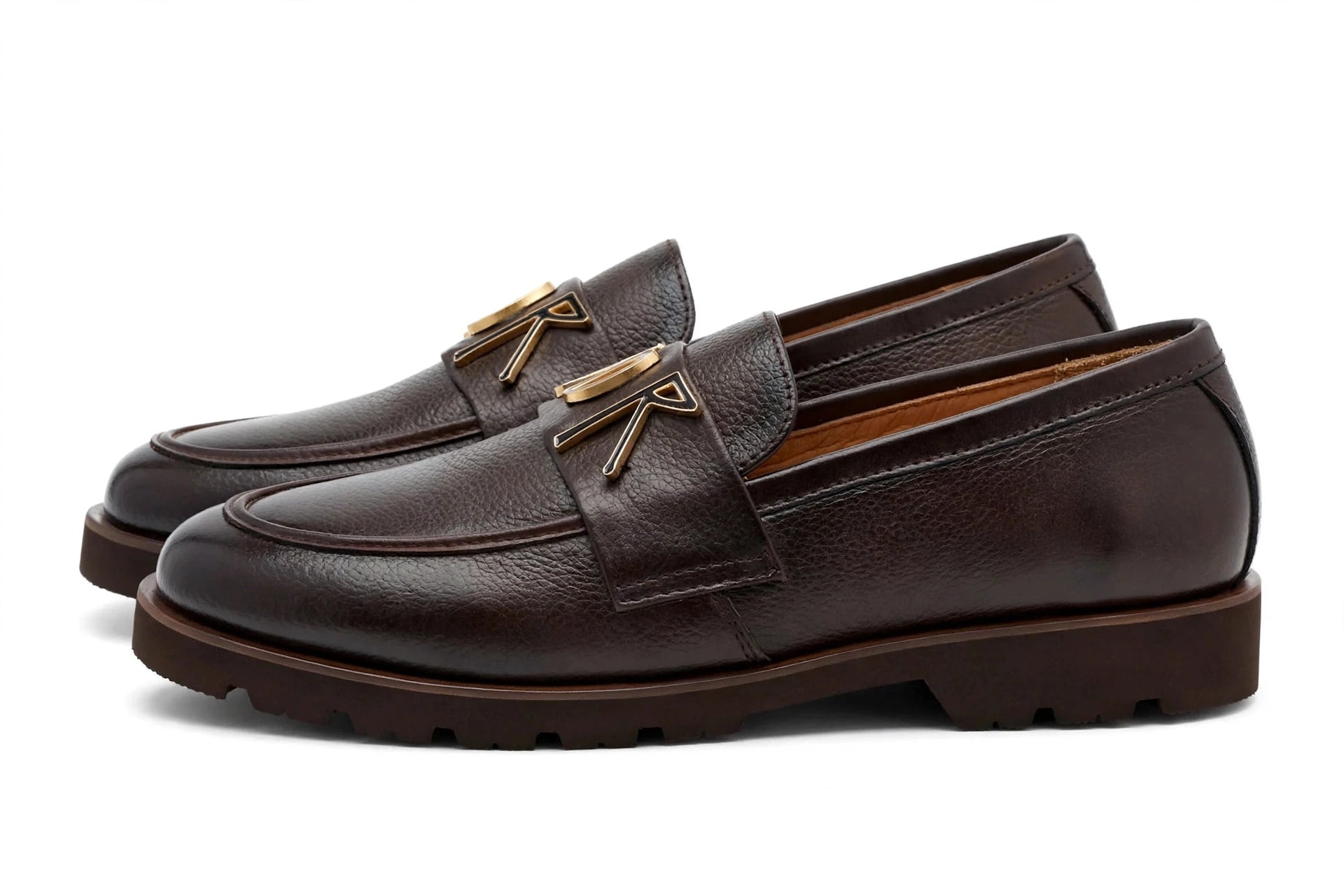Dior-Inspired Granville Loafer - Dark Brown Leather with Gold CD Logo | Premium Formal Slip-On