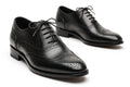 Men's Black Wingtip Brogue Oxford - Handcrafted Formal Dress Shoes