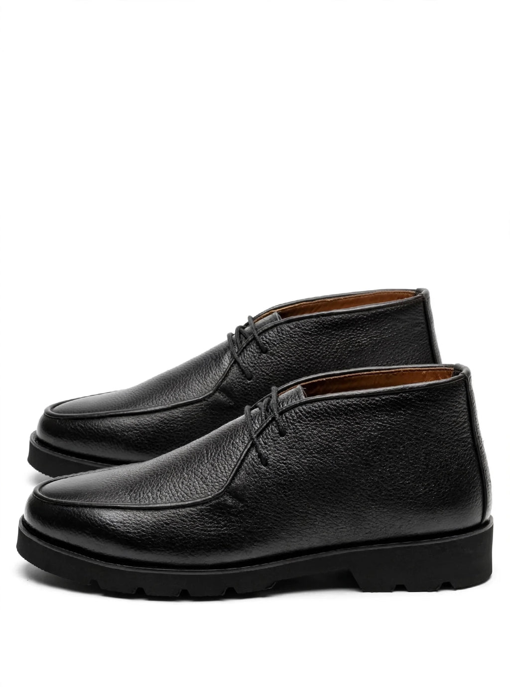 Men's Black Chukka Boots - Premium Mild Leather | Moc-Toe Desert Boots | Classic 2-Eyelet Ankle Boots for Men - Jet Black