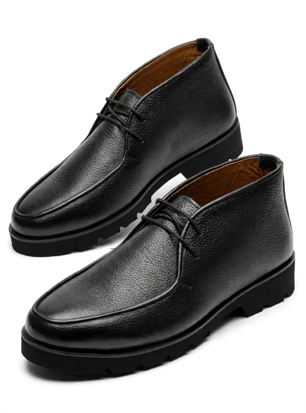 Men's Black Chukka Boots - Premium Mild Leather | Moc-Toe Desert Boots | Classic 2-Eyelet Ankle Boots for Men - Jet Black