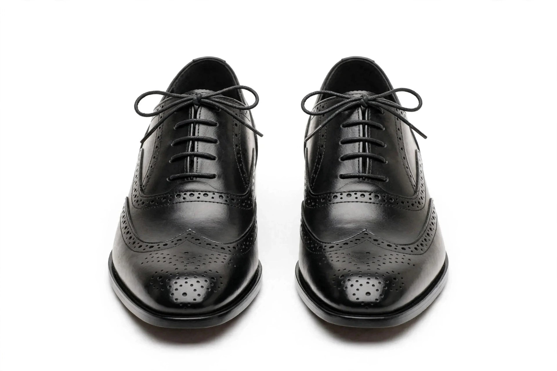 Men's Black Wingtip Brogue Oxford - Handcrafted Formal Dress Shoes